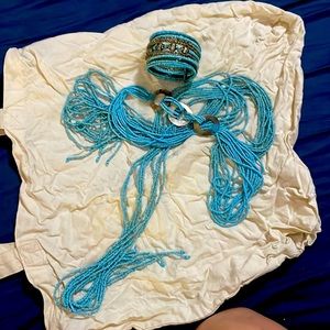 Wrap around scarf necklace and matching wrap bracelet